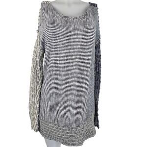 Soft Surroundings Gray Blue Winter color Block Knit Women's Sweater M